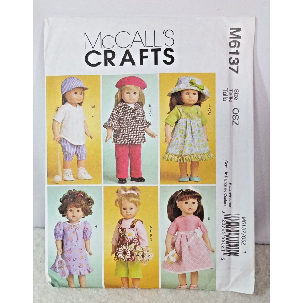 McCall's M6137 18" Doll Clothes Sewing Pattern OSZ Complete American Girl UNCUT